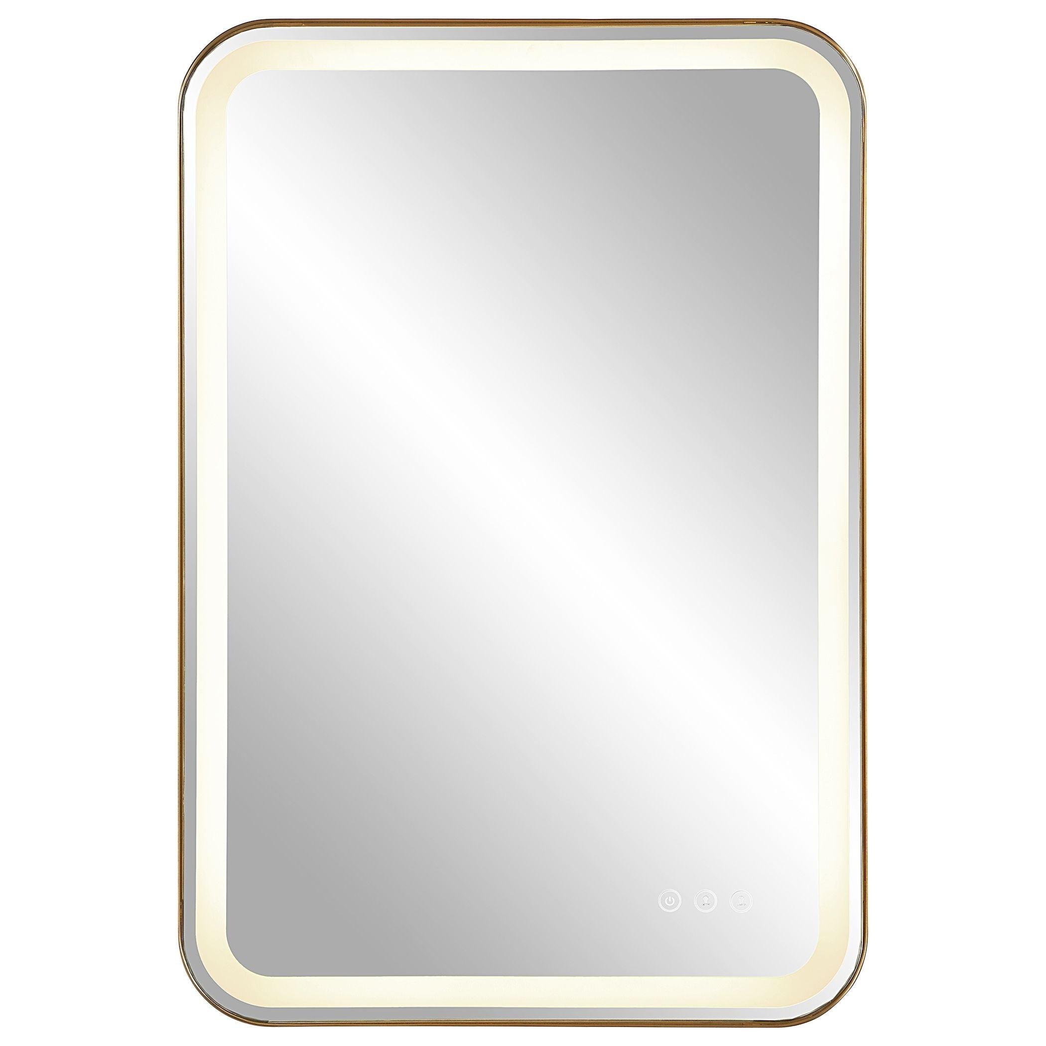 Rectangular Gold Stainless Steel LED Vanity Mirror