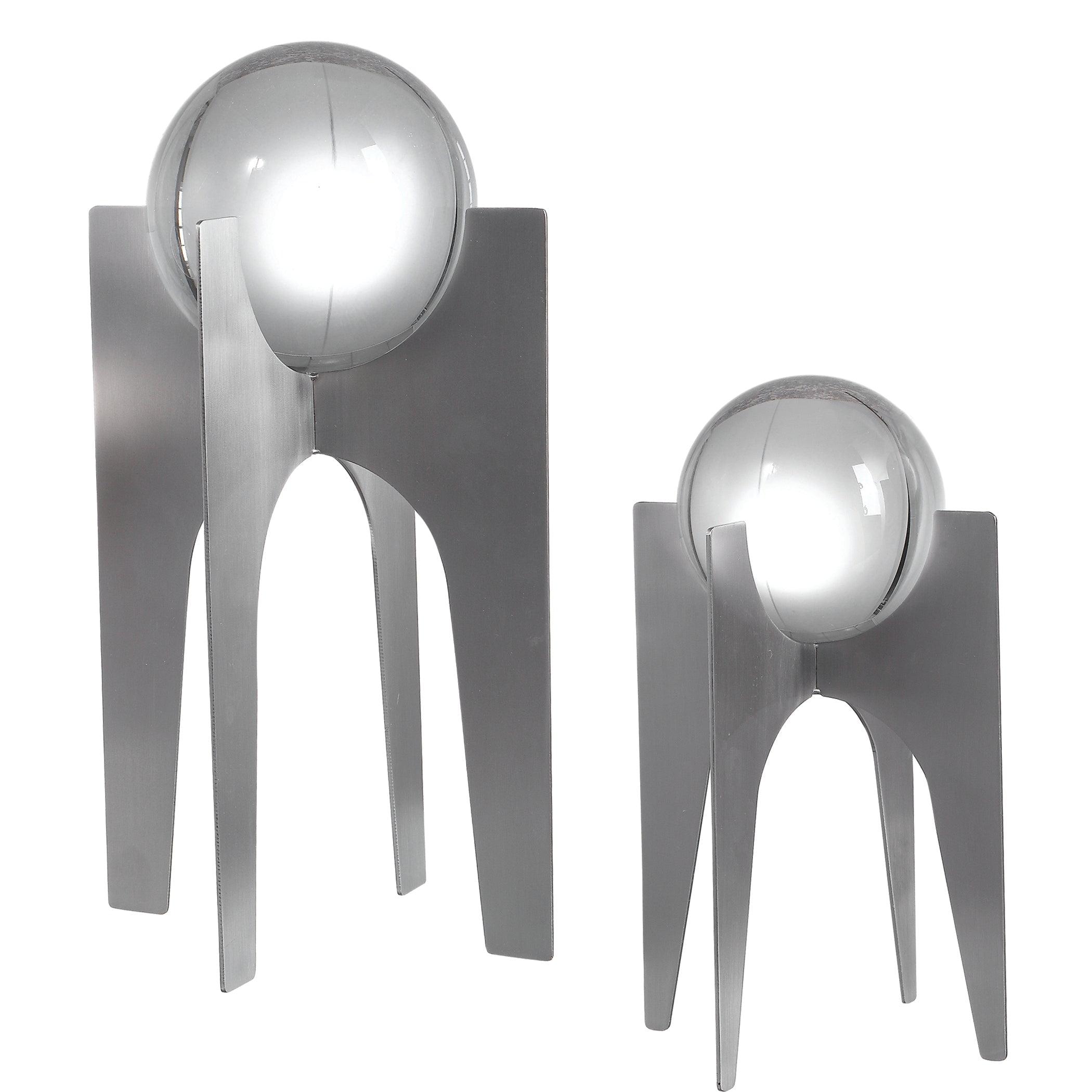 Uttermost Ellianna Crystal Stainless Steel Sculpture in Plated Silver (Set of 2)