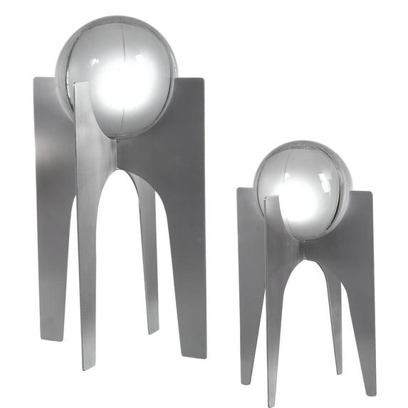 Uttermost Ellianna Crystal Stainless Steel Sculpture in Plated Silver (Set of 2)