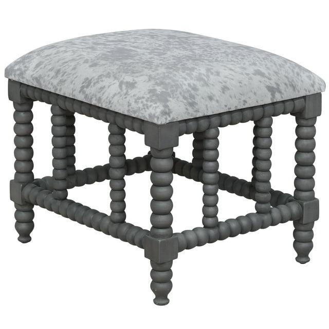 Uttermost Estes Wood and Faux Cow Hide Small Bench in Gray/White