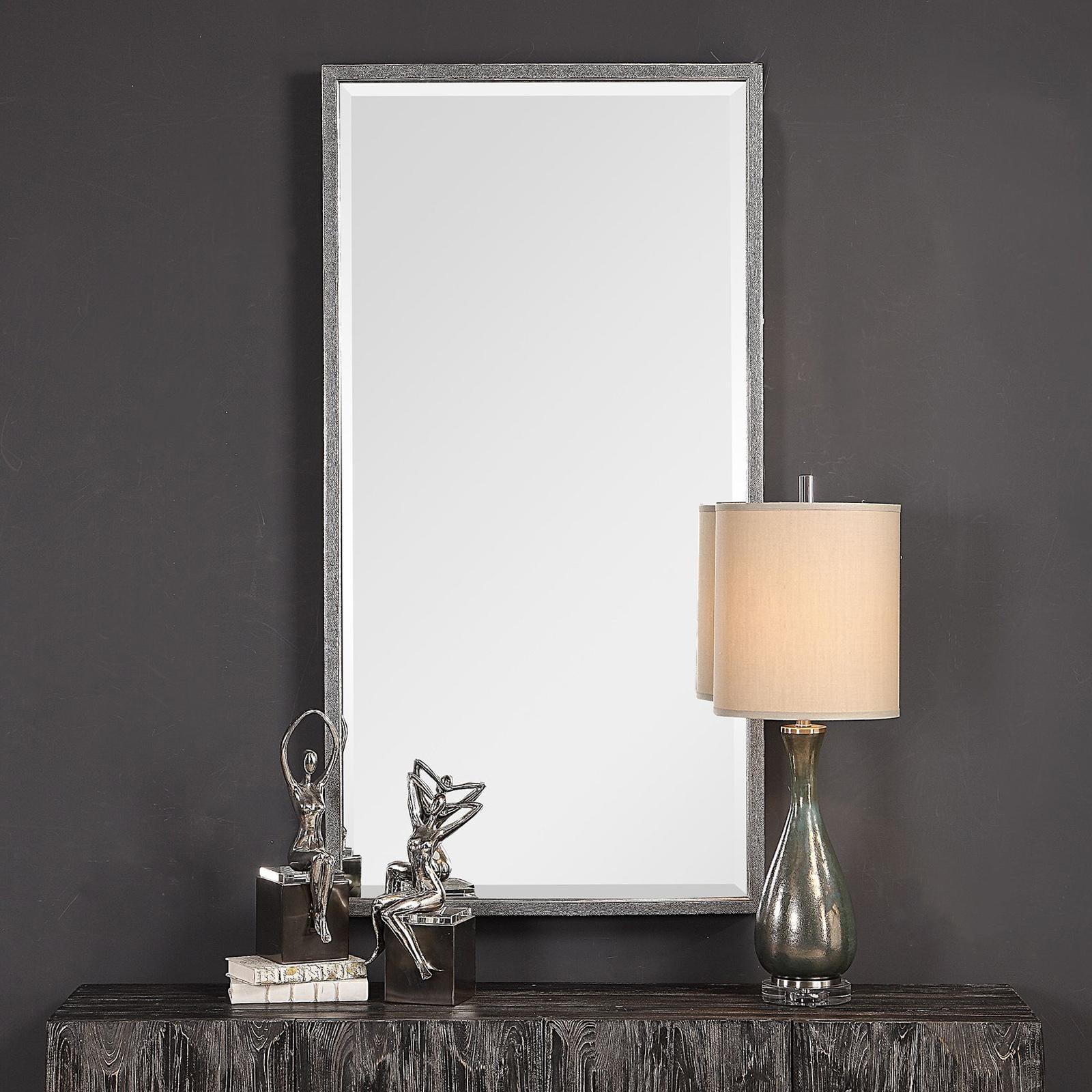 Contemporary Silver Wood Rectangular Wall Mirror 32W x 62H