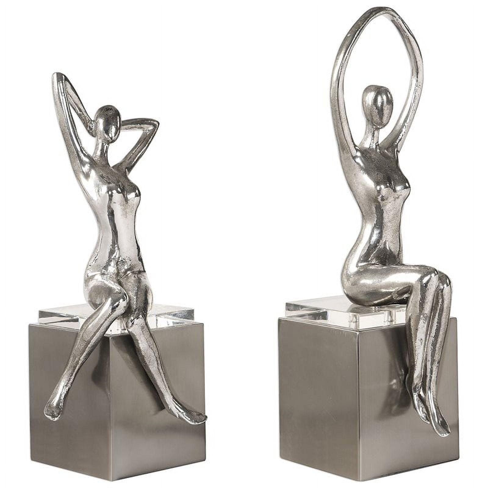 Jaylene Silver Crystal and Steel Figurine Set