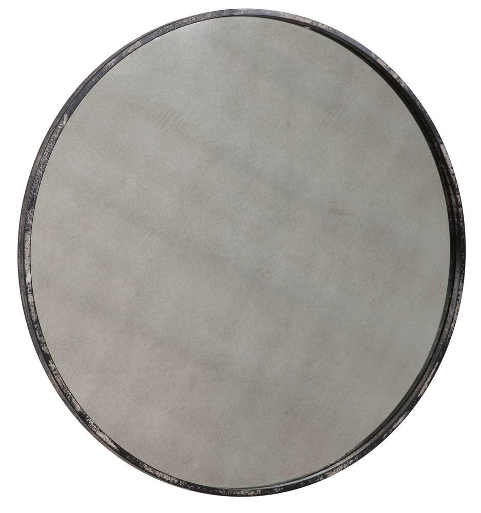 Uttermost Junius Antique White Round Mirror