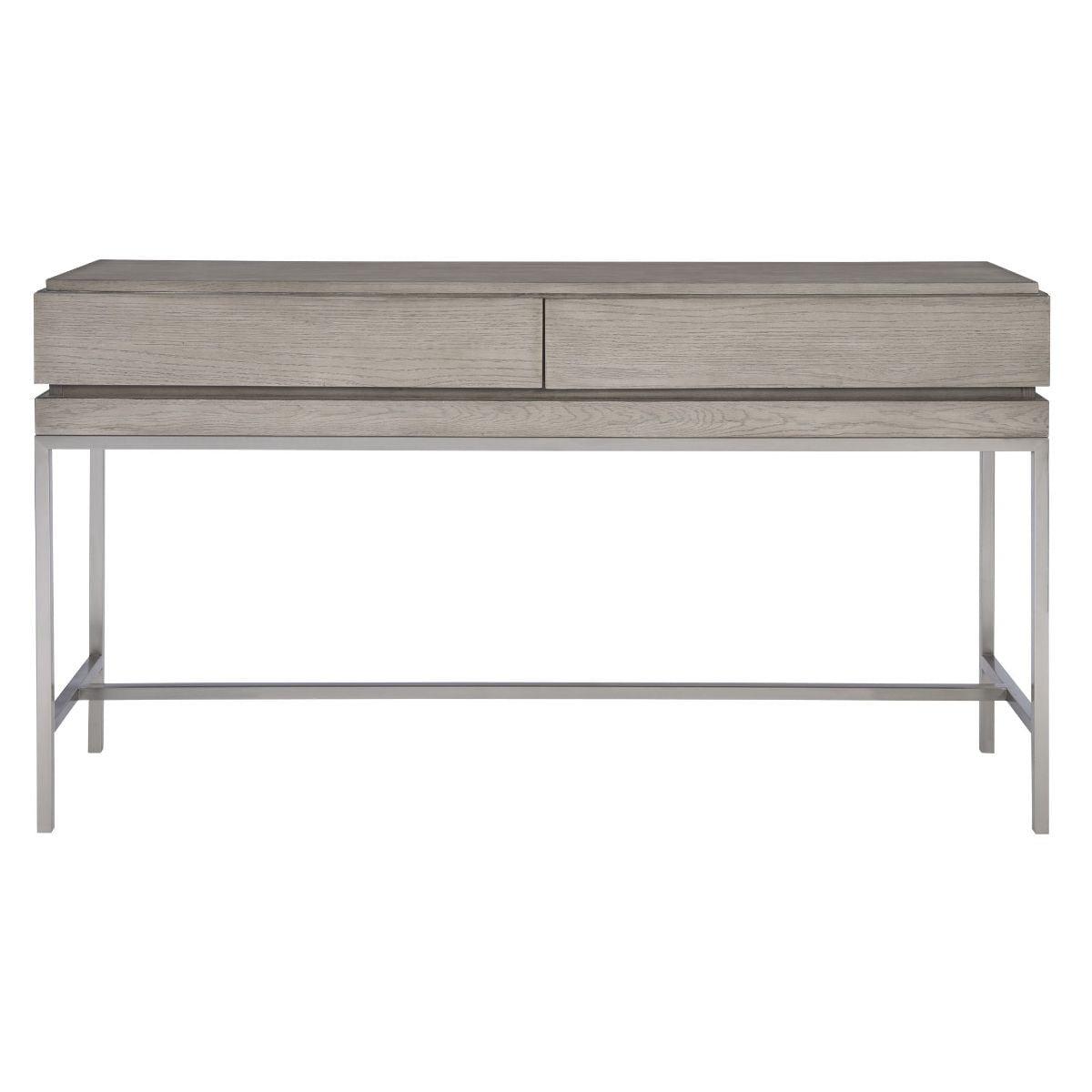 Uttermost Kamala Oak MDF and Stainless Steel Console Table in Mushroom Gray