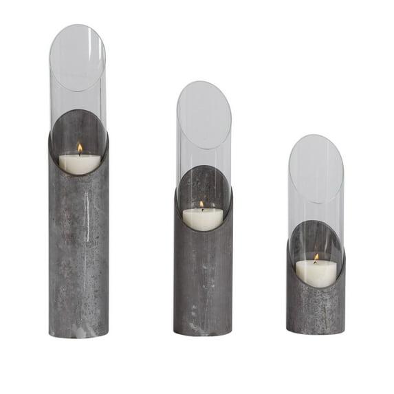 Uttermost Karter Raw Iron Angular Pillar Candle Holders Set of 3