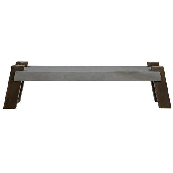 Uttermost Lavin Farmhouse Concrete and Wood Bench in Gray/Espresso
