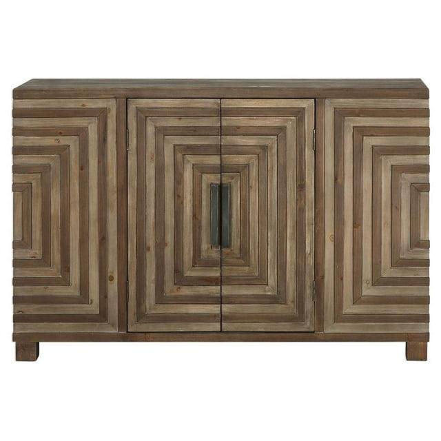Uttermost Layton Wood and Metal Geometric Accent Console Table in Natural