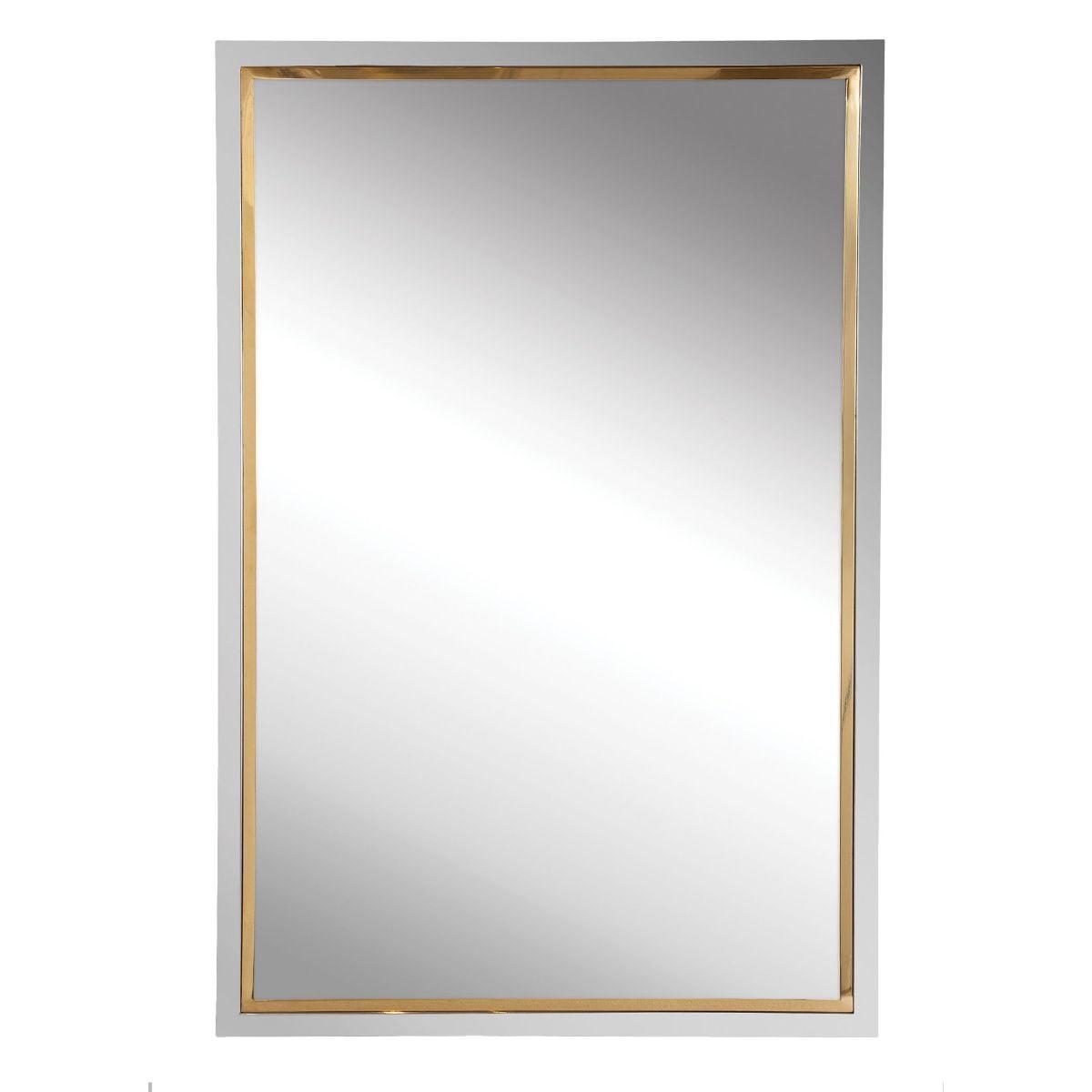 Rectangular Polished Chrome and Gold Vanity Mirror