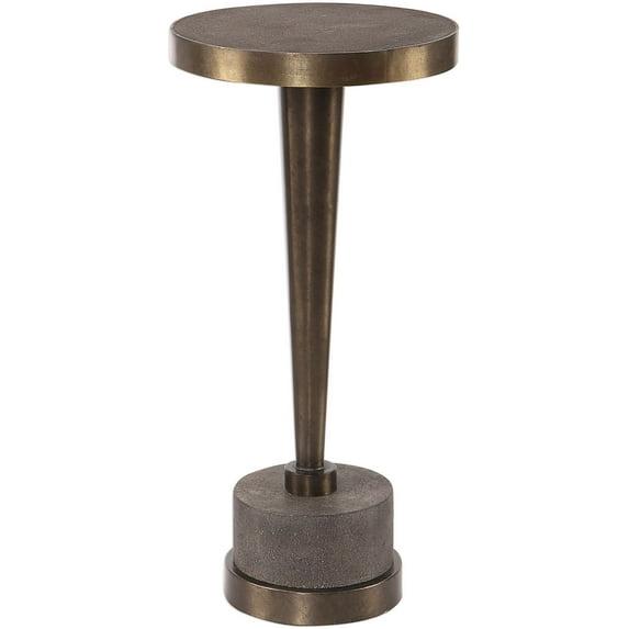 Uttermost Industrial Oxidized Bronze Round Drink Table 10 1/2" Wide Brown Gray Living Room Bedroom Bedside Entryway House Office