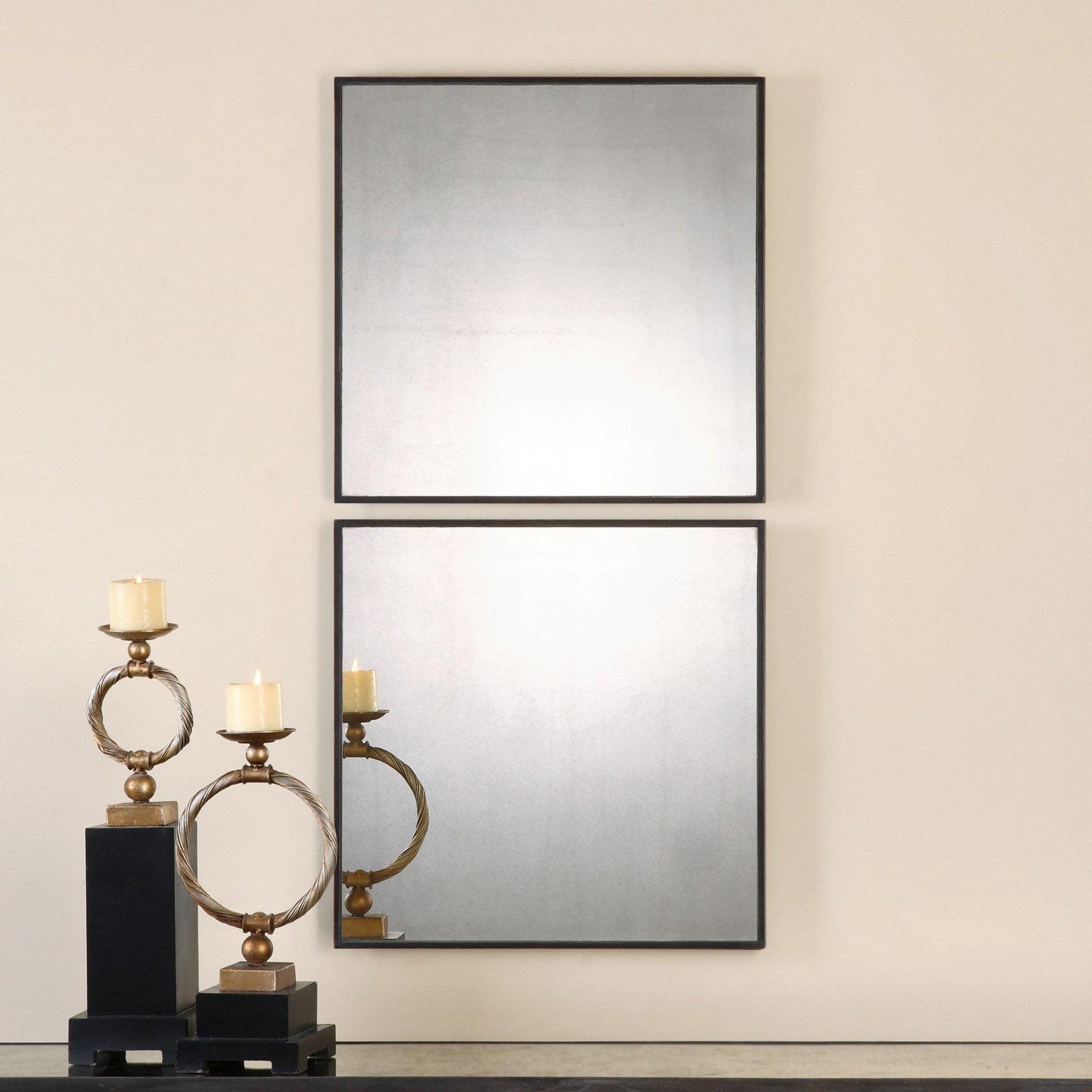 Contemporary Black Wood Rectangular Wall Mirror 24"