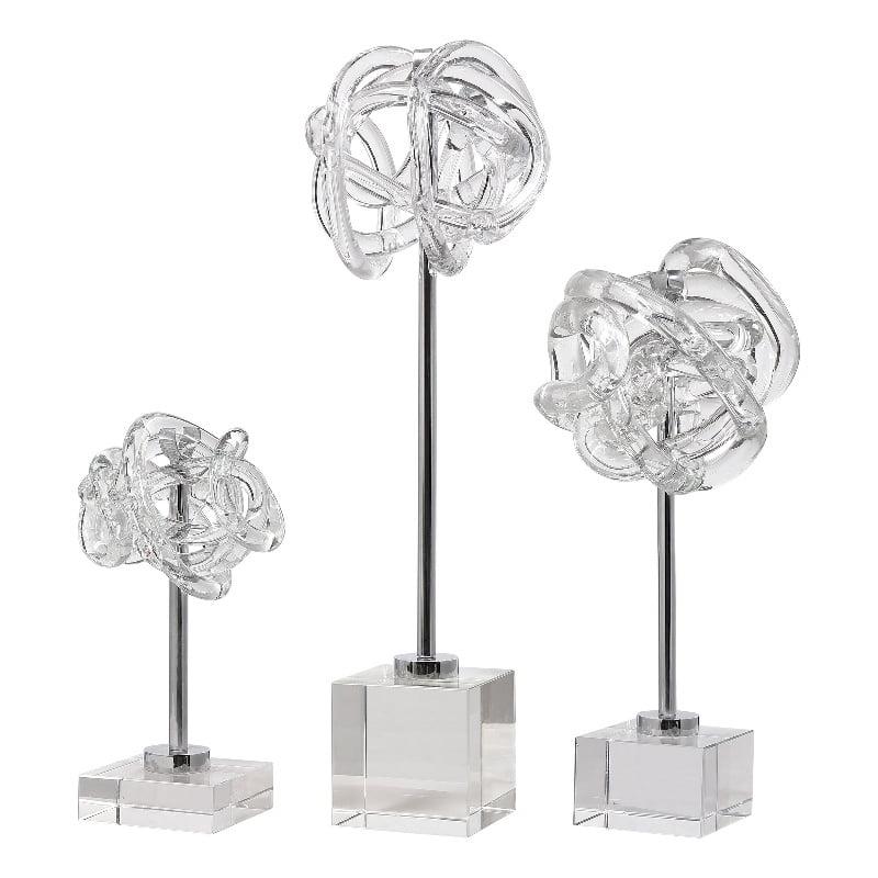 Uttermost Clear Glass Knot Neuron Sculptures Set of 3