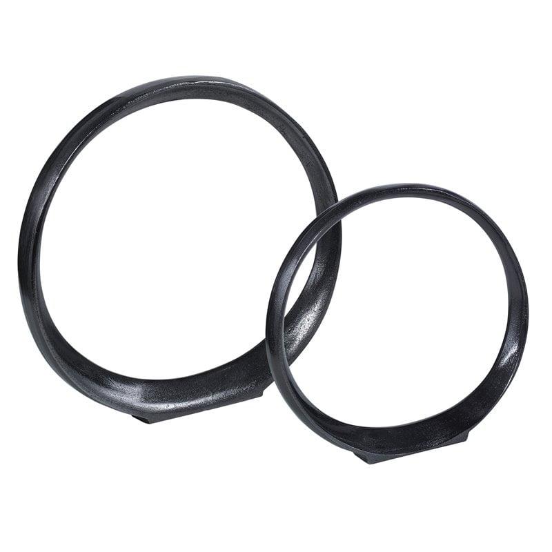 Black Nickel Contemporary Aluminum Ring Sculptures Set