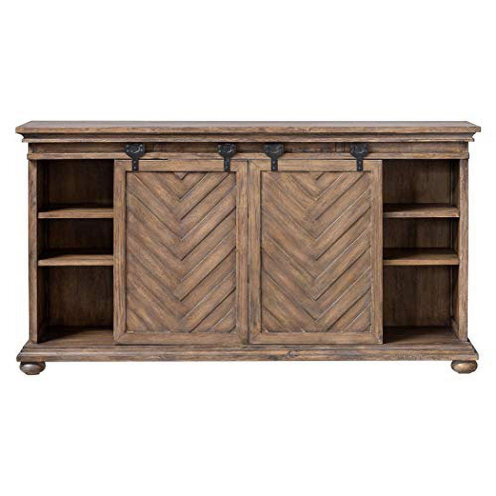 Bowery Hill Contemporary Barn Door TV Stand in Antique Honey