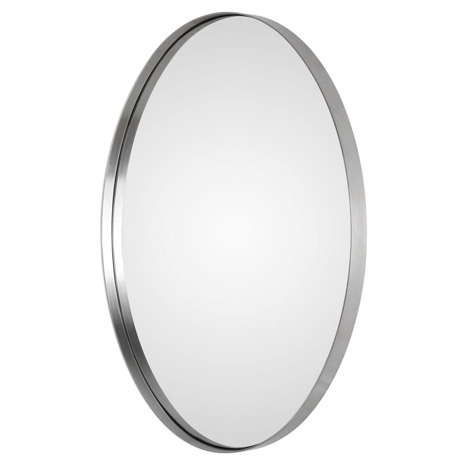 Transitional Pursley Brushed Nickel Oval Vanity Mirror - 20" x 30"