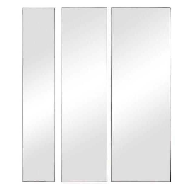 Uttermost Rectangular Vanity Decorative Wall Mirrors Set of 3 Modern Gold Leaf Metal Frame 16" Wide for Bathroom Bedroom Office