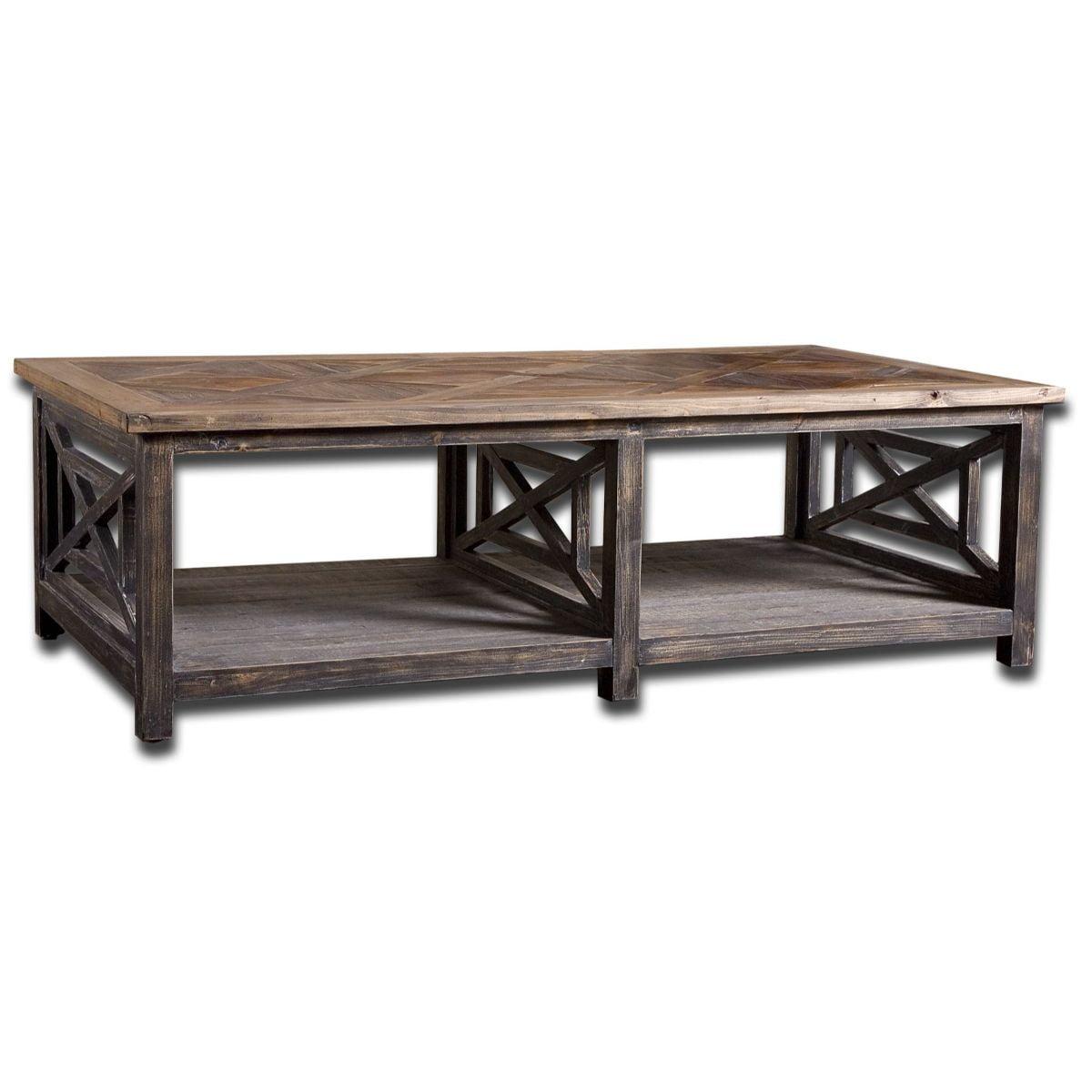 Uttermost Spiro Reclaimed Fir Wood Cocktail Table in Brushed Black