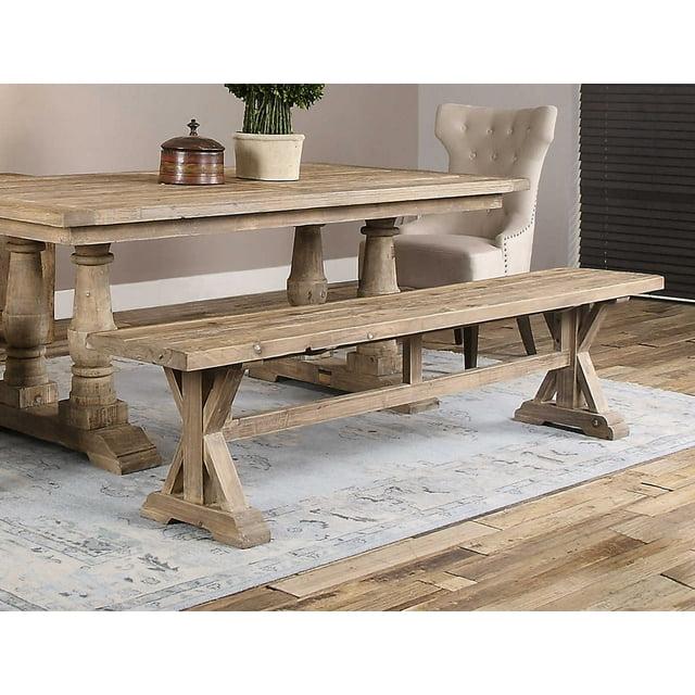Uttermost Stratford Farmhouse Solid Wood Bench in Brown Finish