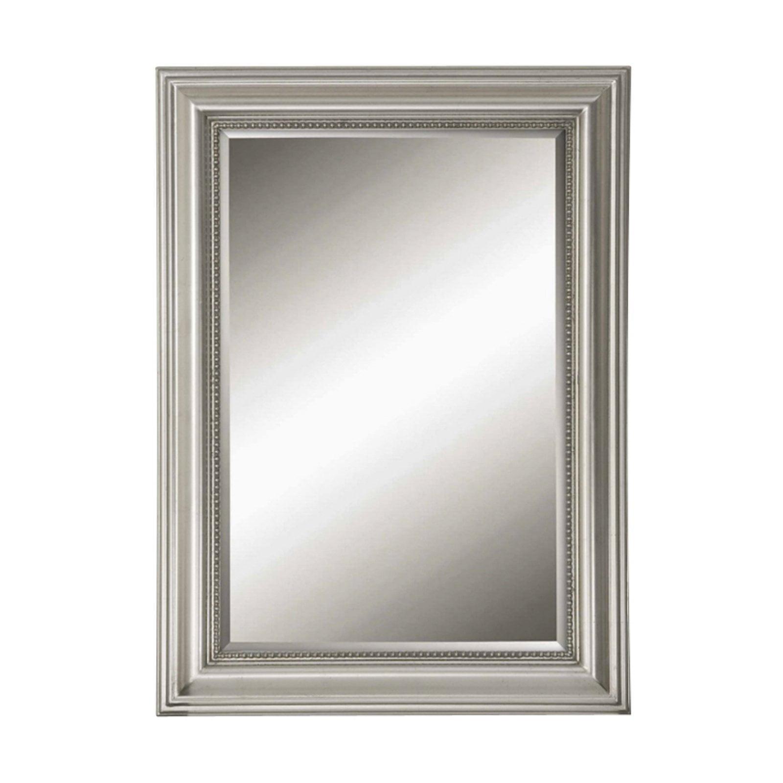 Uttermost Rectangular Vanity Accent Wall Mirror Modern Beveled Silver Leaf Gray Glaze Wood Frame 26 3/4" Wide for Bathroom Bedroom