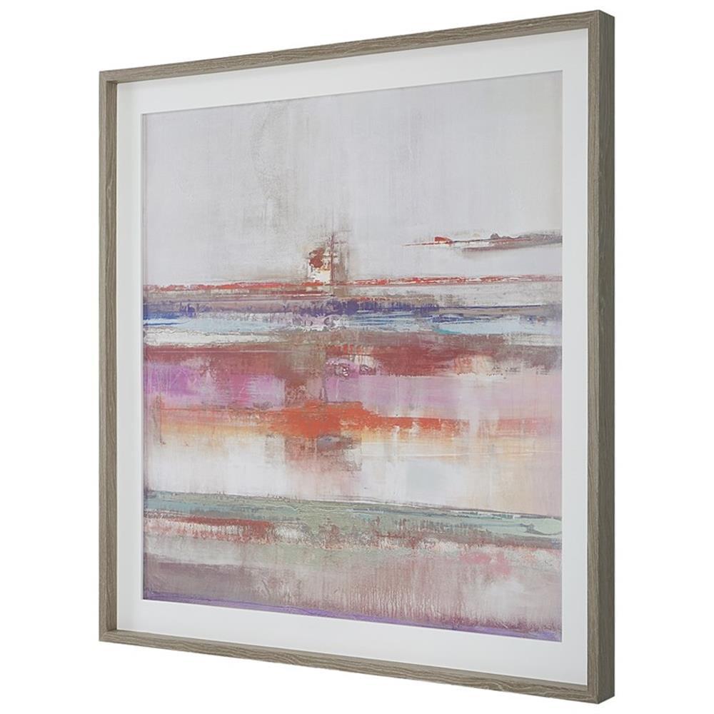 Large Multicolor Abstract Canvas Print with Oak Frame