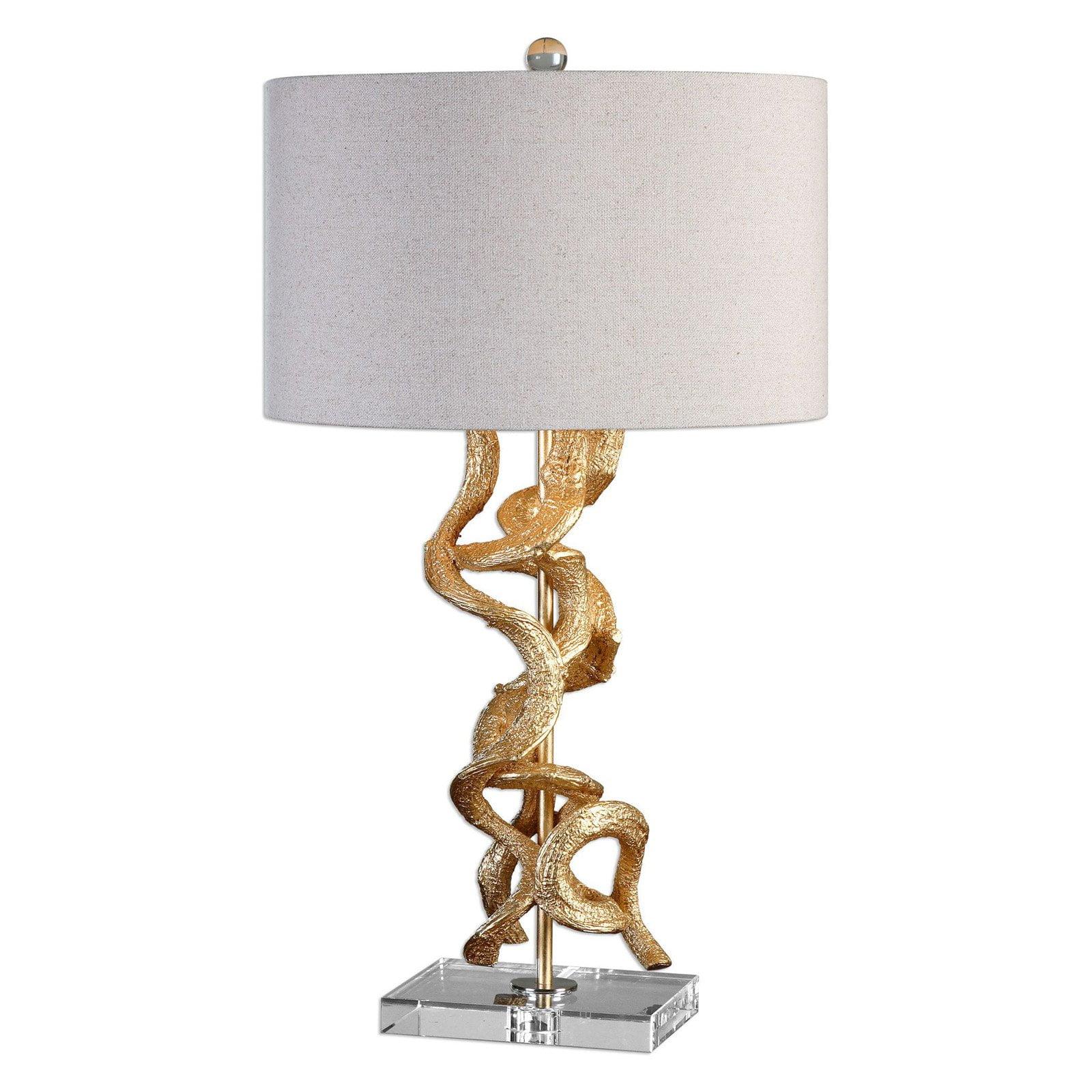 Twisted Vines Gold Leaf and Crystal Table Lamp