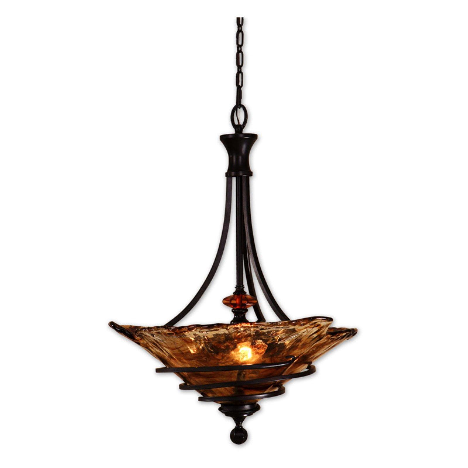 Uttermost Vitalia 3-Light Metal Glass and Resin Pendant in Oil Rubbed Bronze