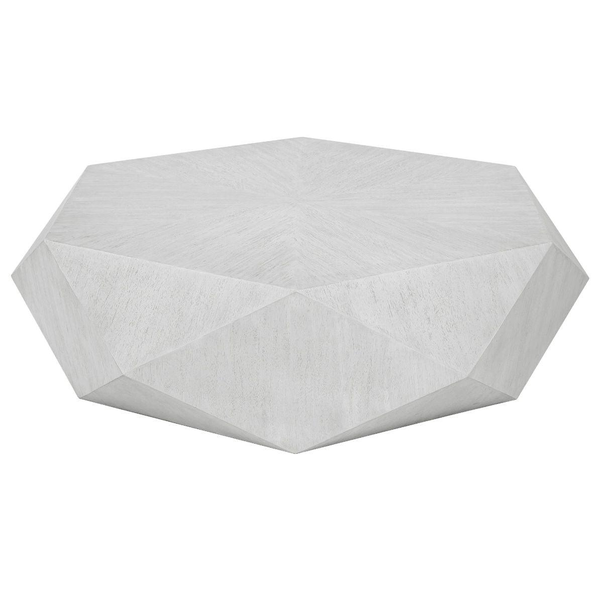 Volker Contemporary White Hexagonal Mango Wood Coffee Table