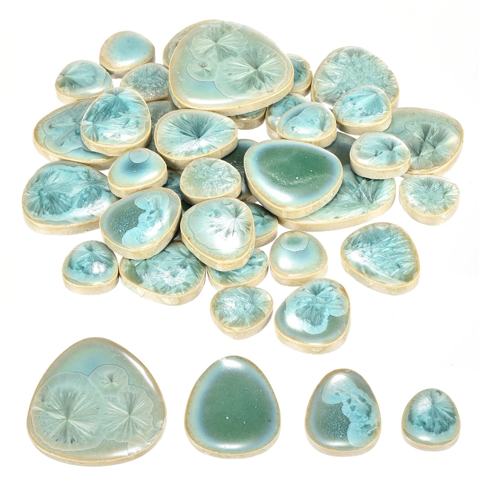 Uxcell 100g Ceramic Mosaic Tiles for Crafts Bulk, Pebble Ice Green Ceramic Tiles for Mosaic Kits