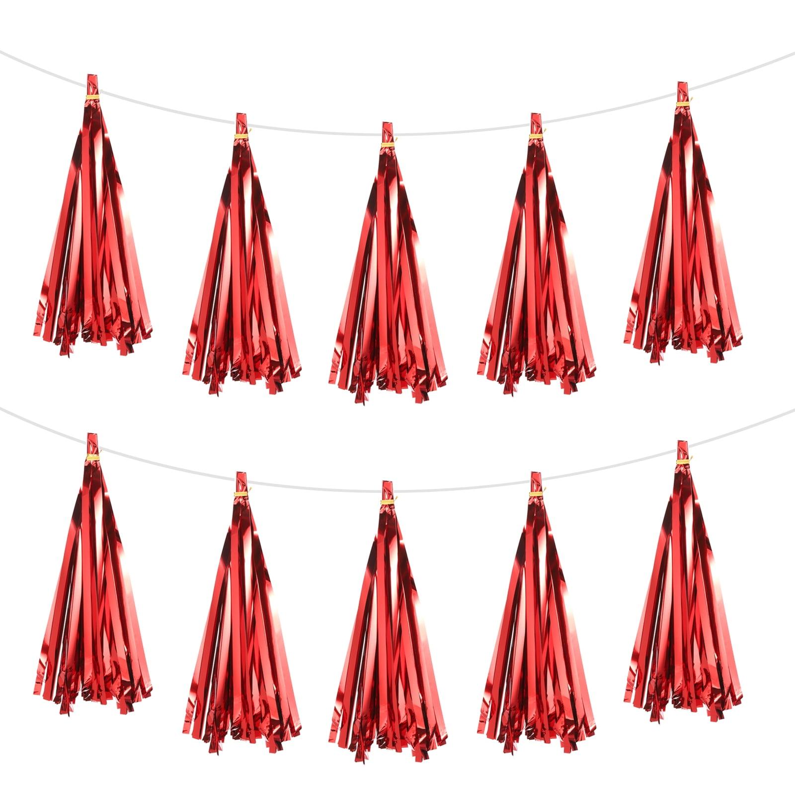 Uxcell 15Pcs Red Tassel Garland Banner with Rope for Wedding Birthday Party Decoration