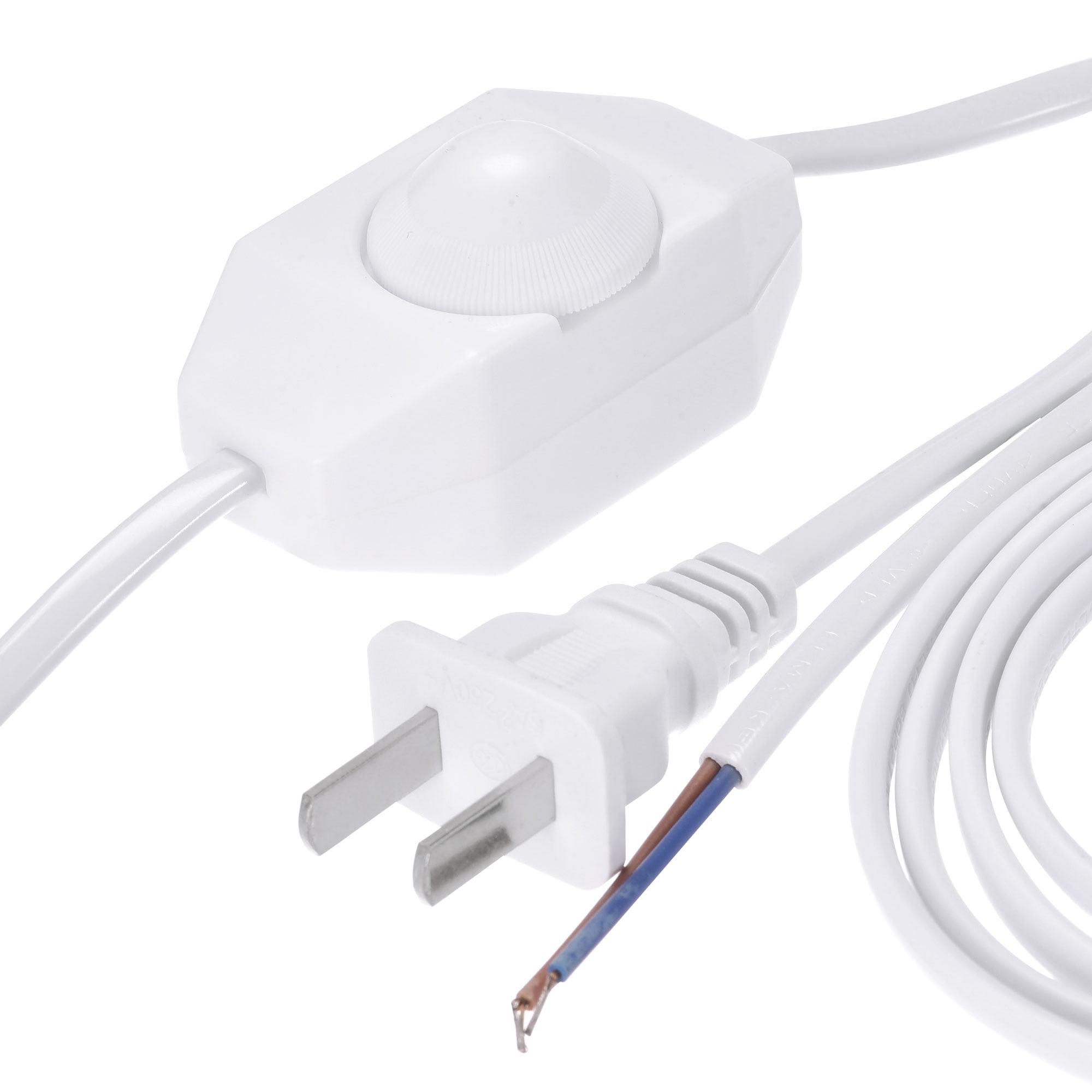 White PVC Lamp Cord with Dimmer Switch 1.8M 2-Piece Set