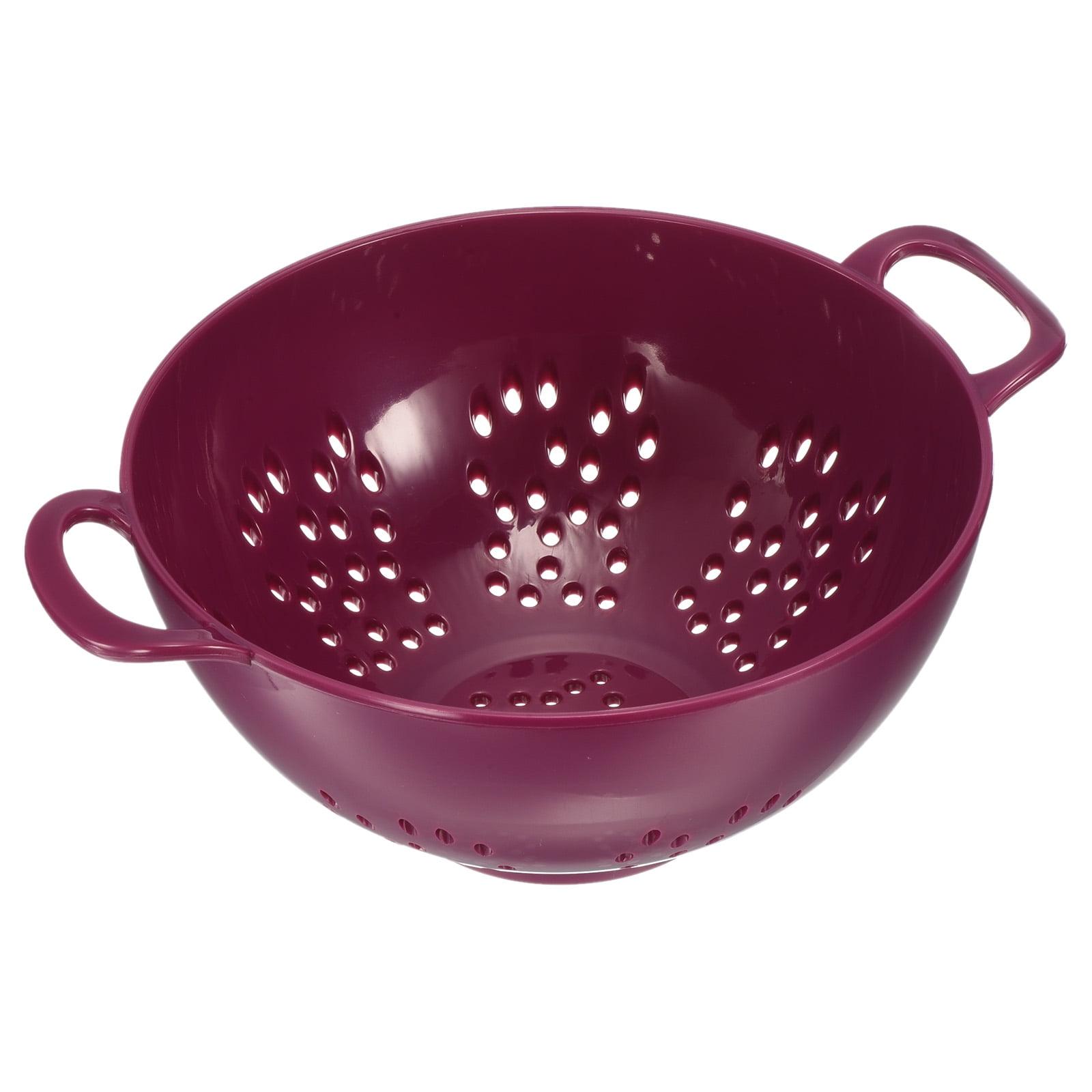 Unique Bargains Plastic Double-Handled Kitchen Pasta Vegetable Fruit Food Colander Purple