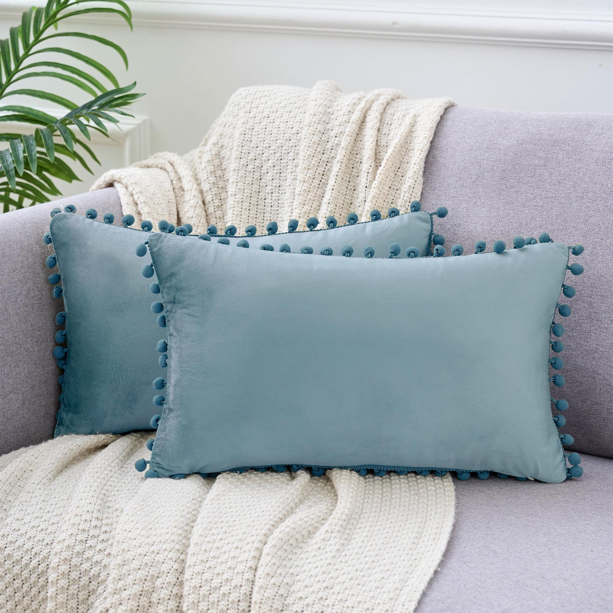 Deconovo Deconovo Pom-poms Velvet Reversible Pillow Cover (Set of 2)