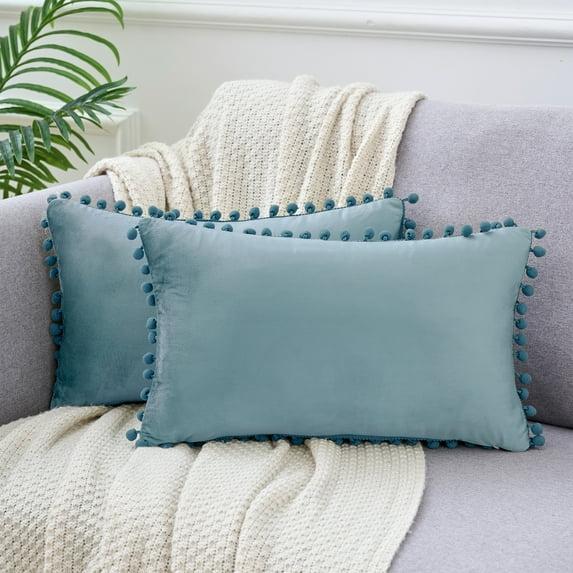 Deconovo Deconovo Pom-poms Velvet Reversible Pillow Cover (Set of 2)