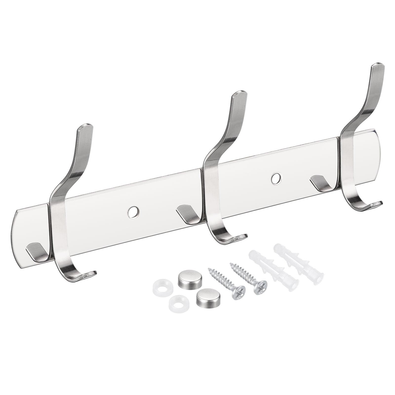 Unique Bargains Stainless Steel Wall Mounted Water Proof Coat Hook Rack 1 Pc 3 Hooks