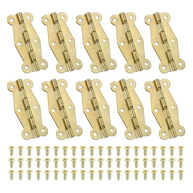 Uxcell Small Box Hinges 2 Inch, 10 Pack 180-Degree Butterfly Decorative Hinges Jewelry Box Hardware, Gold