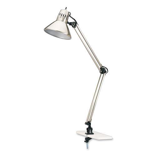 Adjustable Silver LED Swing-Arm Clip-On Desk Lamp