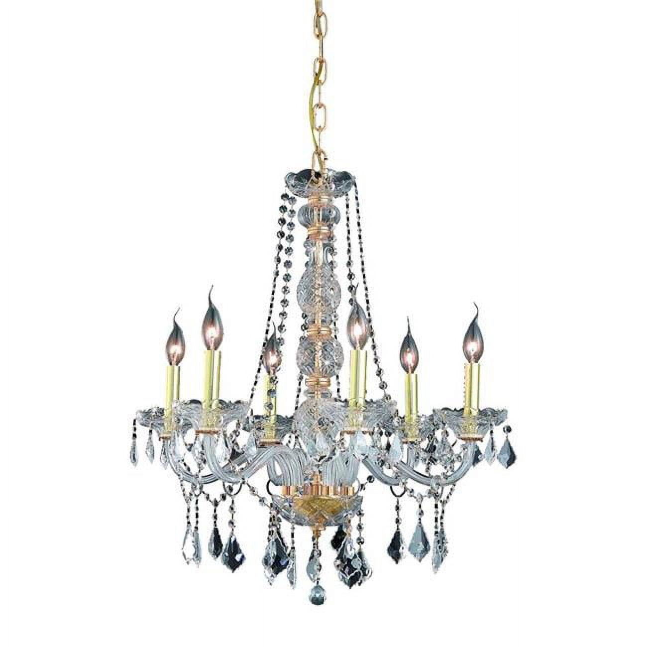 V7856D24G-RC 28 x 24 in. Verona 6 light Gold Chandelier - Royal Cut Crystals