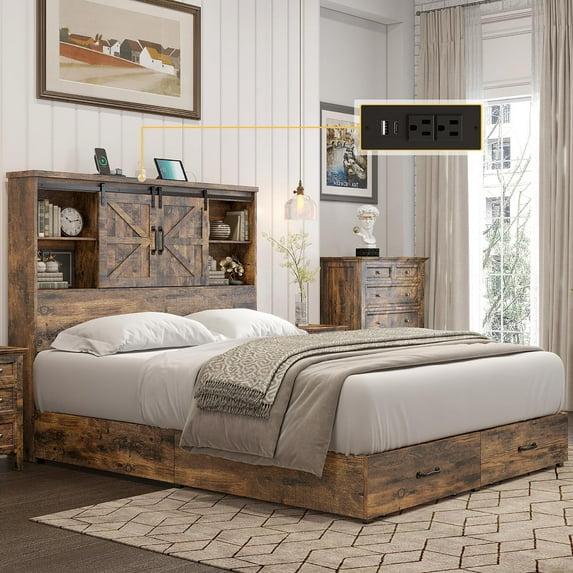 Sherell Wooden Bookcase Bed Frame