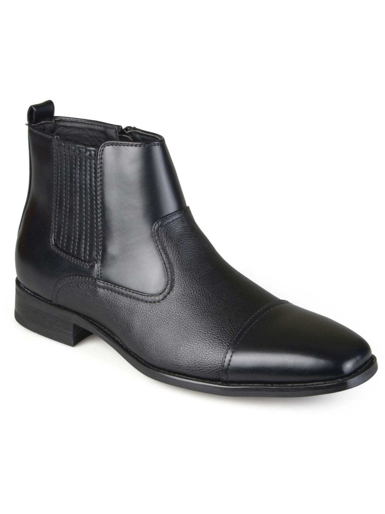 Black Faux Leather Ankle Chelsea Boot with Zipper