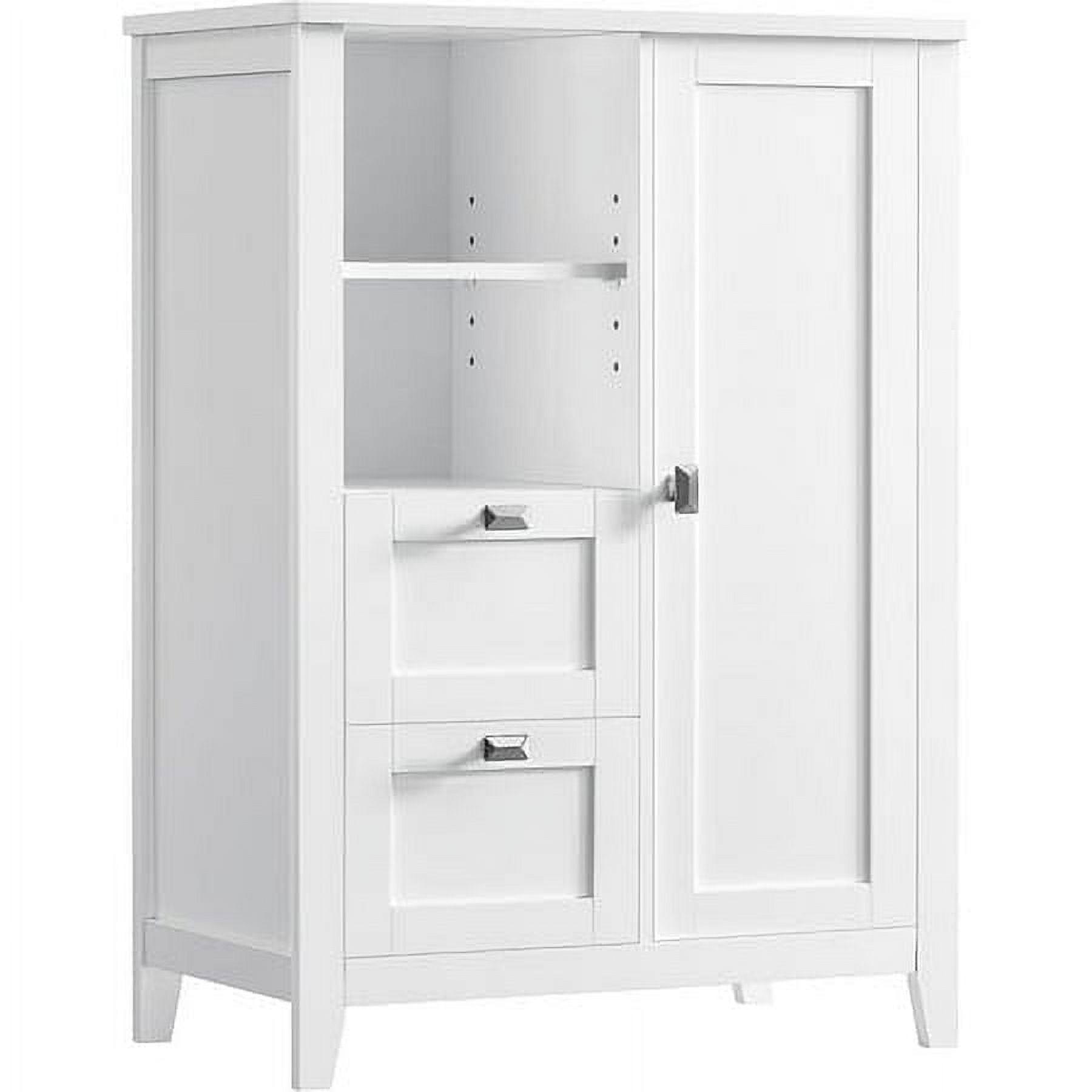 White MDF Bathroom Cabinet with Adjustable Shelves and Drawers