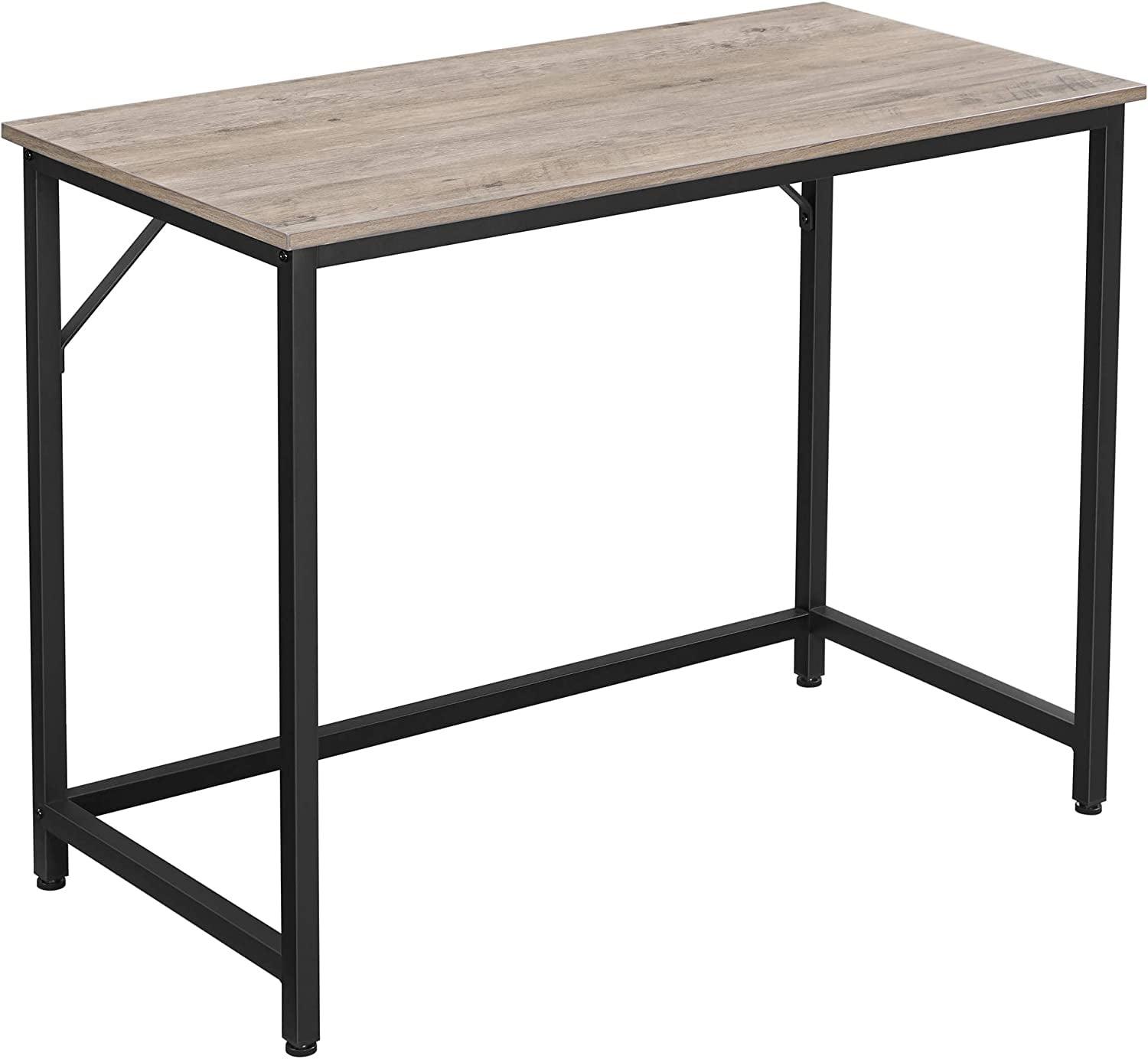 Greige and Black Rectangular Wood Computer Desk