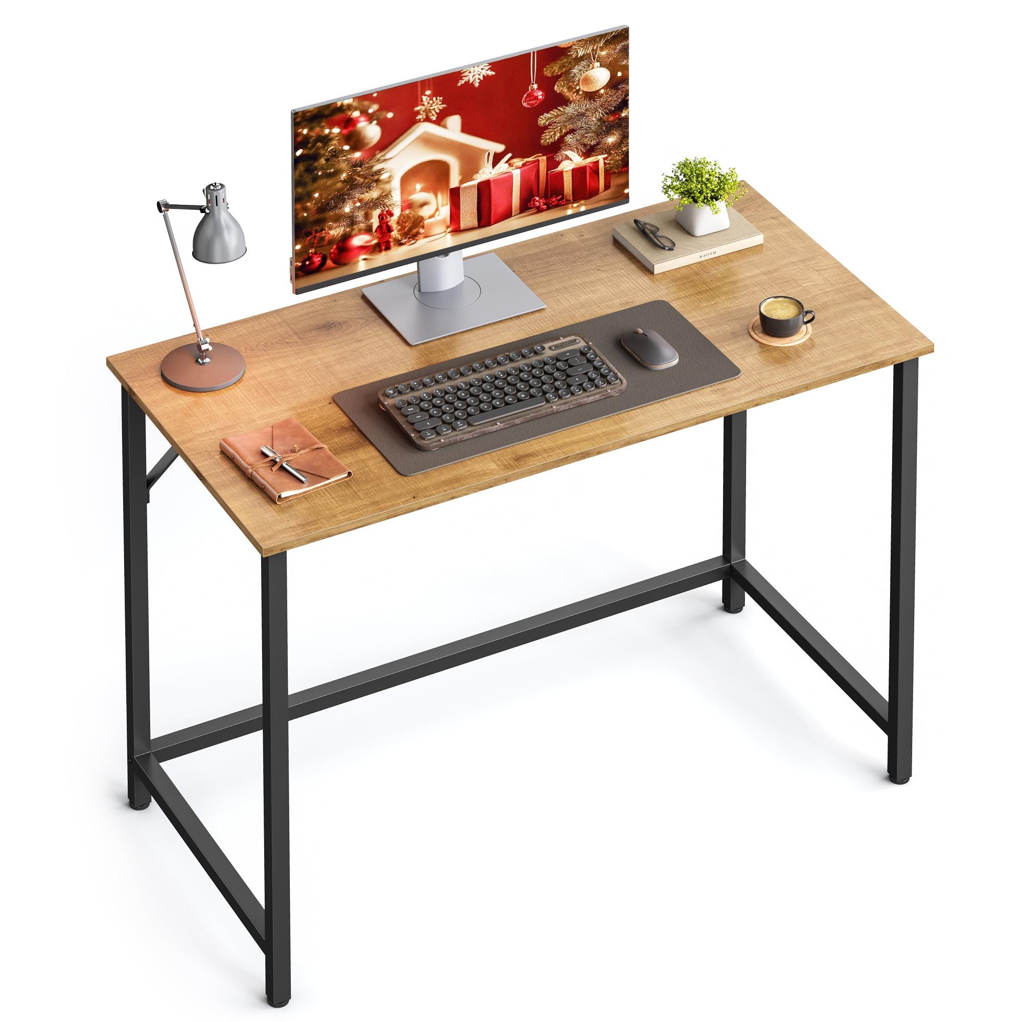 VASAGLE 39-Inch Computer Writing Desk Home Office Small Study Workstation Industrial Style PC Laptop Table Steel Frame 39.4in Honey Brown + Black