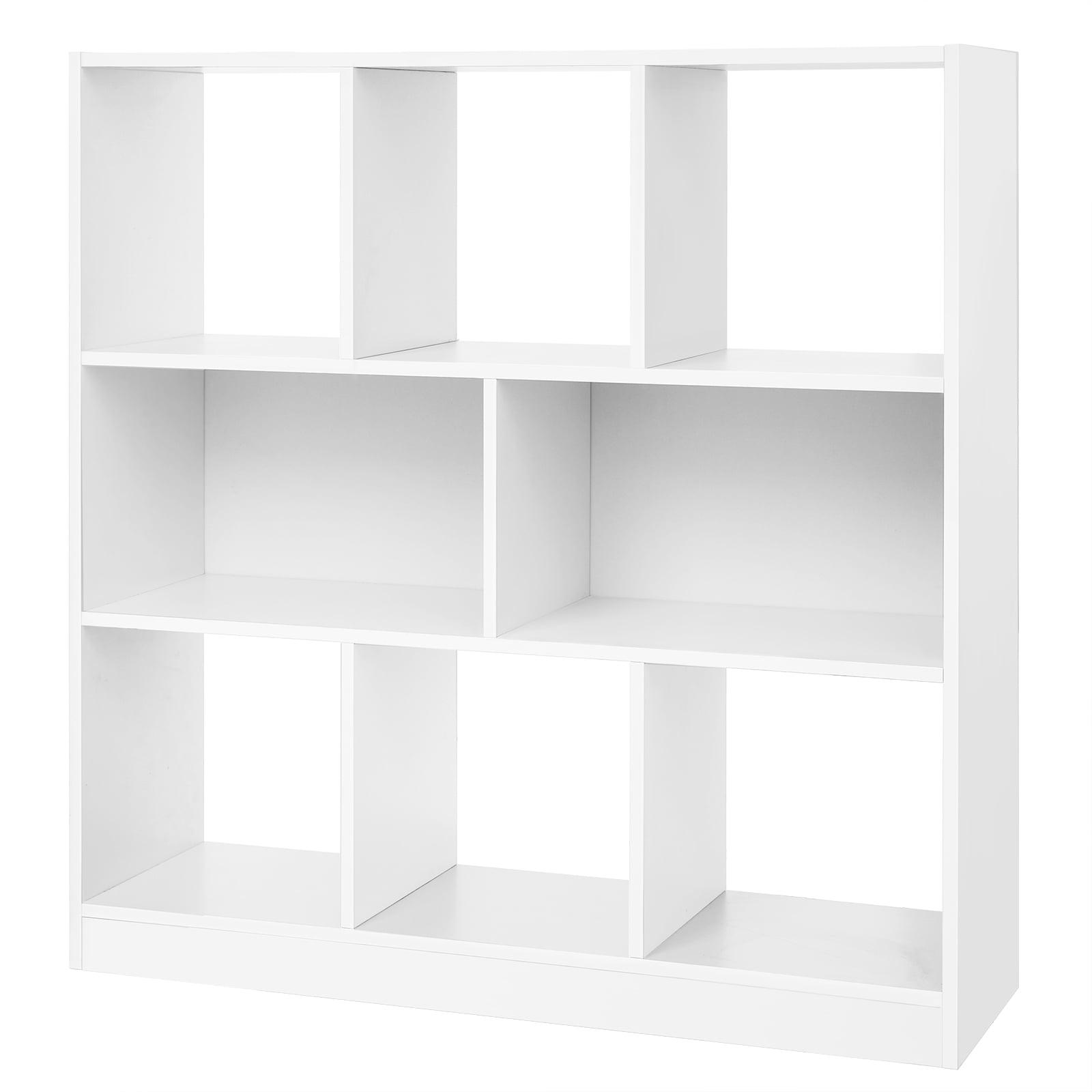 White Wood 8-Cube Modern Bookcase Storage Unit