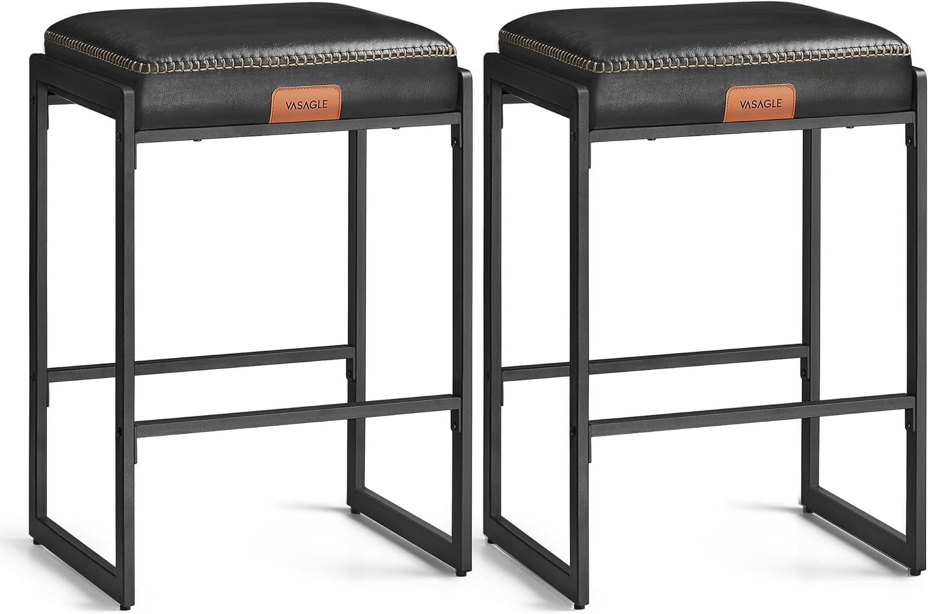 VASAGLE Bar Stools Set of 2, Counter Height Bar Stools, Synthetic Leather with Stitching (Set of 2)