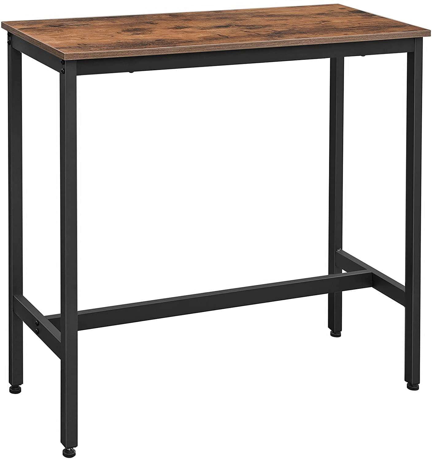 VASAGLE Brown and Black Industrial Counter Height Bar Table