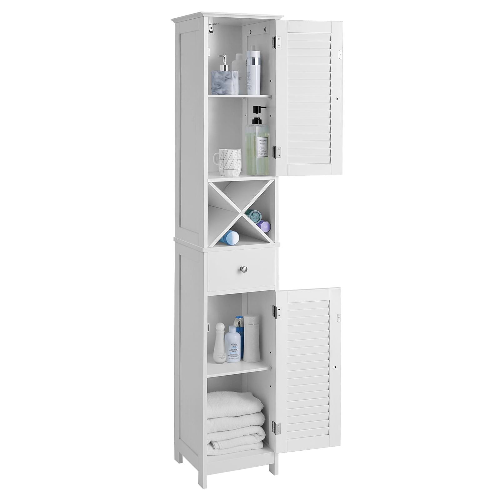 VASAGLE Bathroom Cabinet Storage Cabinet with Shutter Doors Drawer and Removable X-Shaped Stand White