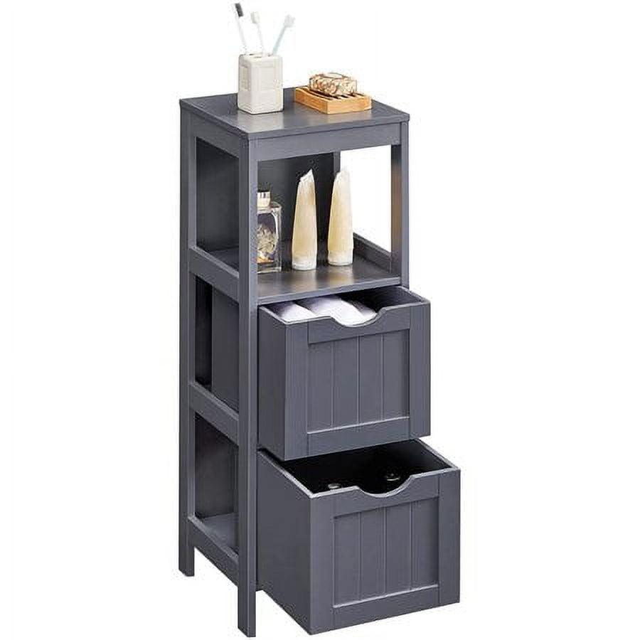 Gray MDF Bathroom Floor Cabinet with 2 Drawers