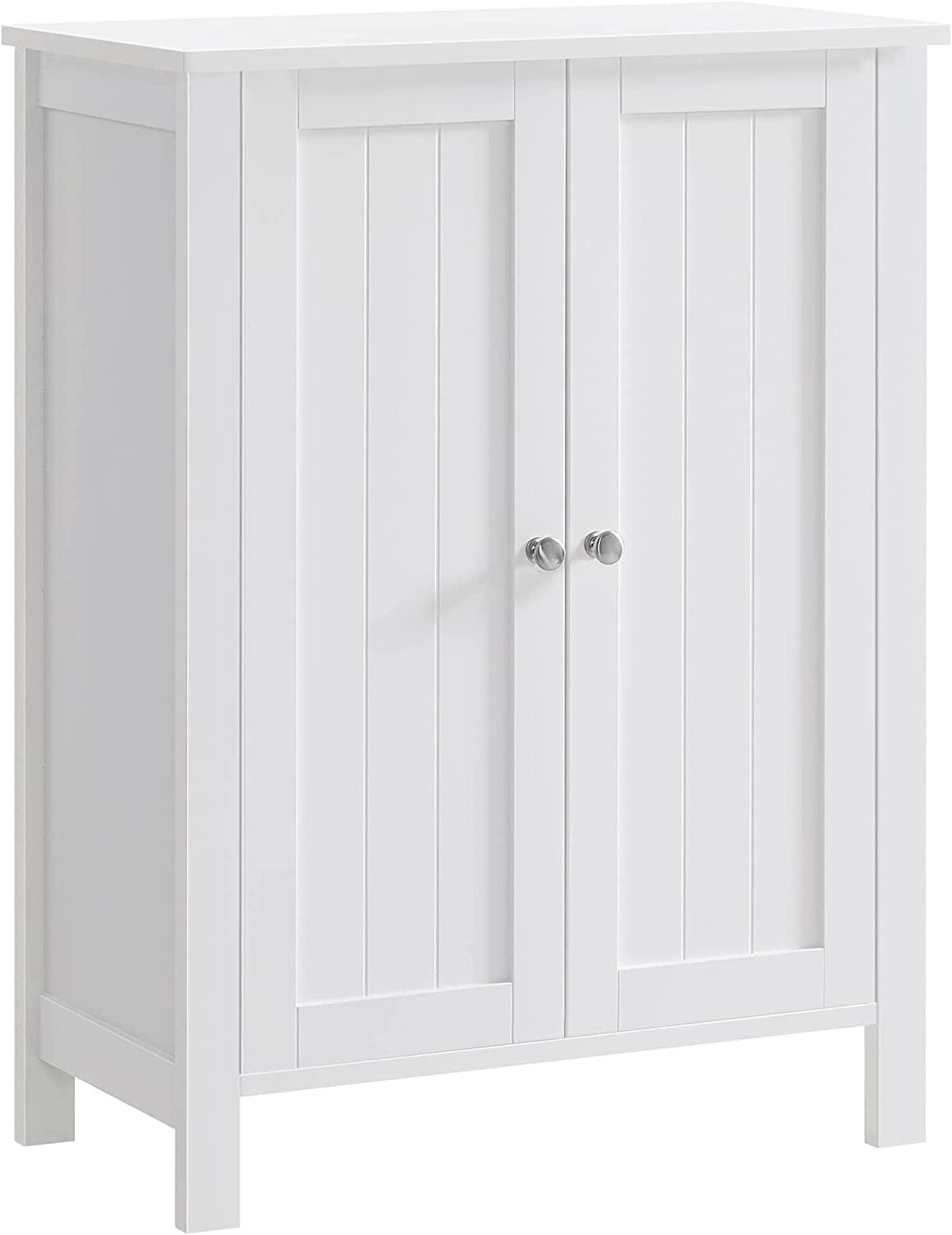 White Wooden Living Room Cabinet with Adjustable Shelving