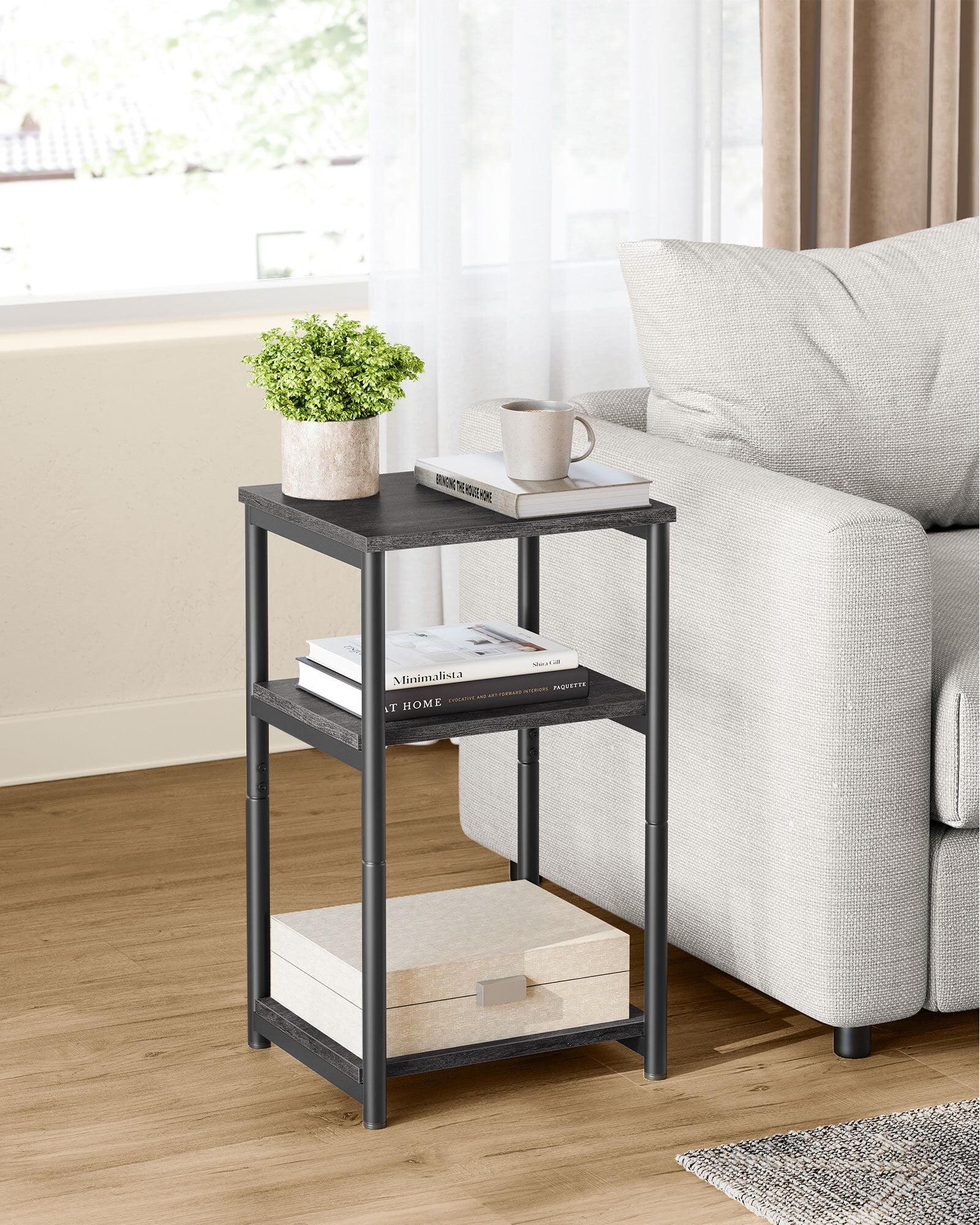 VASAGLE Side Table, Small End Table, Tall Nightstand for Living Room, Bedroom, Office, Bathroom, Misty Gray and Classic Black