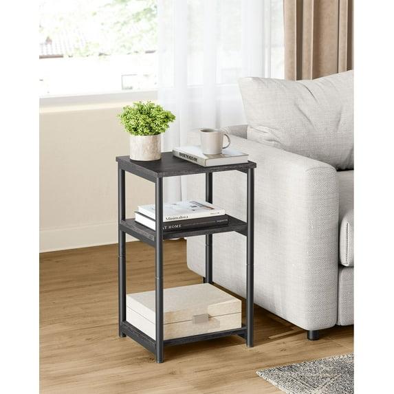 VASAGLE Side Table, Small End Table, Tall Nightstand for Living Room, Bedroom, Office, Bathroom, Misty Gray and Classic Black