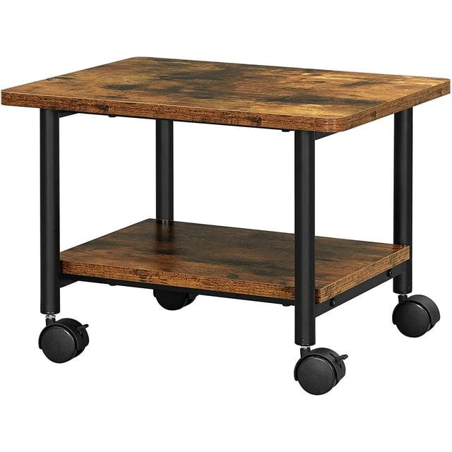 VASAGLE 2 Tier Industrial Desk Printer Stand, Rustic Brown and Black